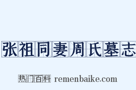 张祖同妻周氏墓志是什么意思的图片
